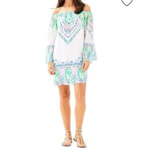 Lilly Pulitzer Nevie coconut coast off shoulder dress  sz small